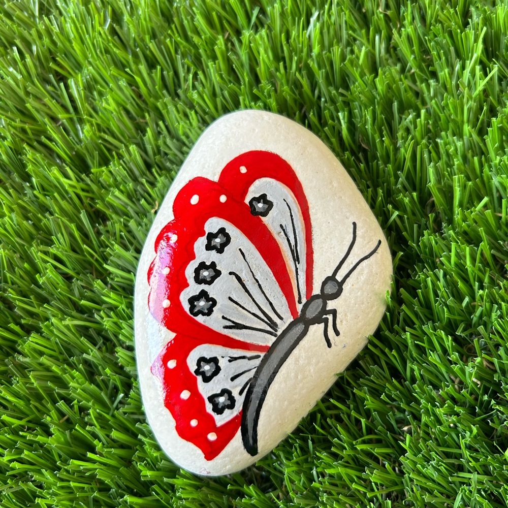 Hand-Painted Butterfly Stone